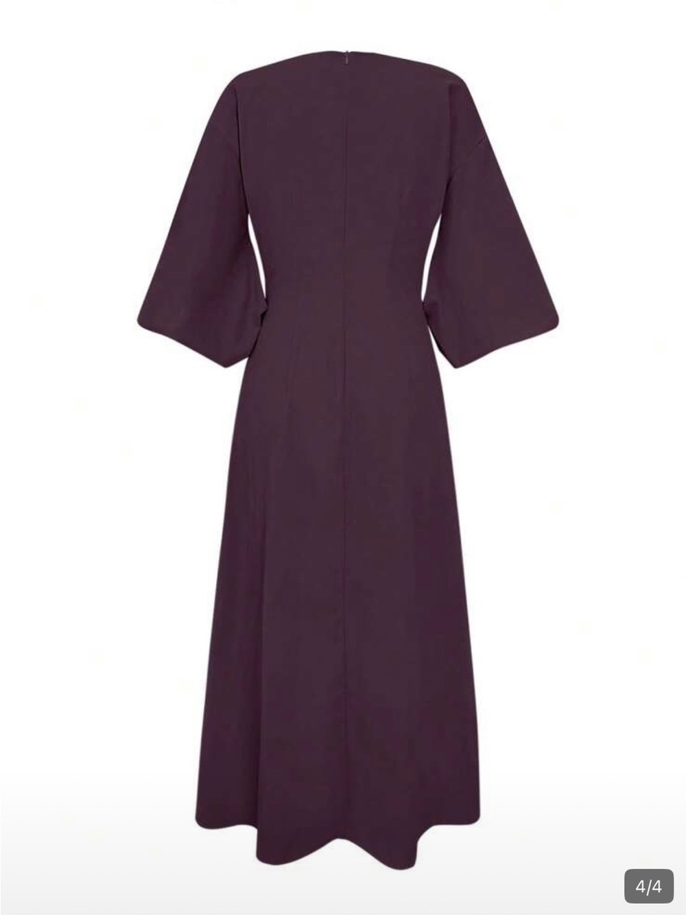 Elegant Plum Midi Dress with Belted Waist, Size 14 - Picture 3 of 5